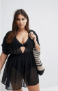 ASOS CURVE Shirred Waist Mini Chiffon Beach Caftan