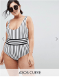ASOS CURVE Contrast Mono Stripe Swimsuit
